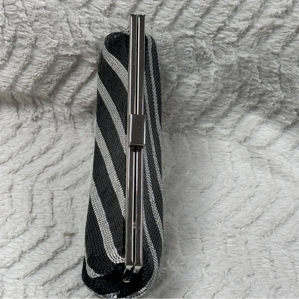 Kate Landry Vintage style Black & Silver Striped  chainmail purse, Chain Strap